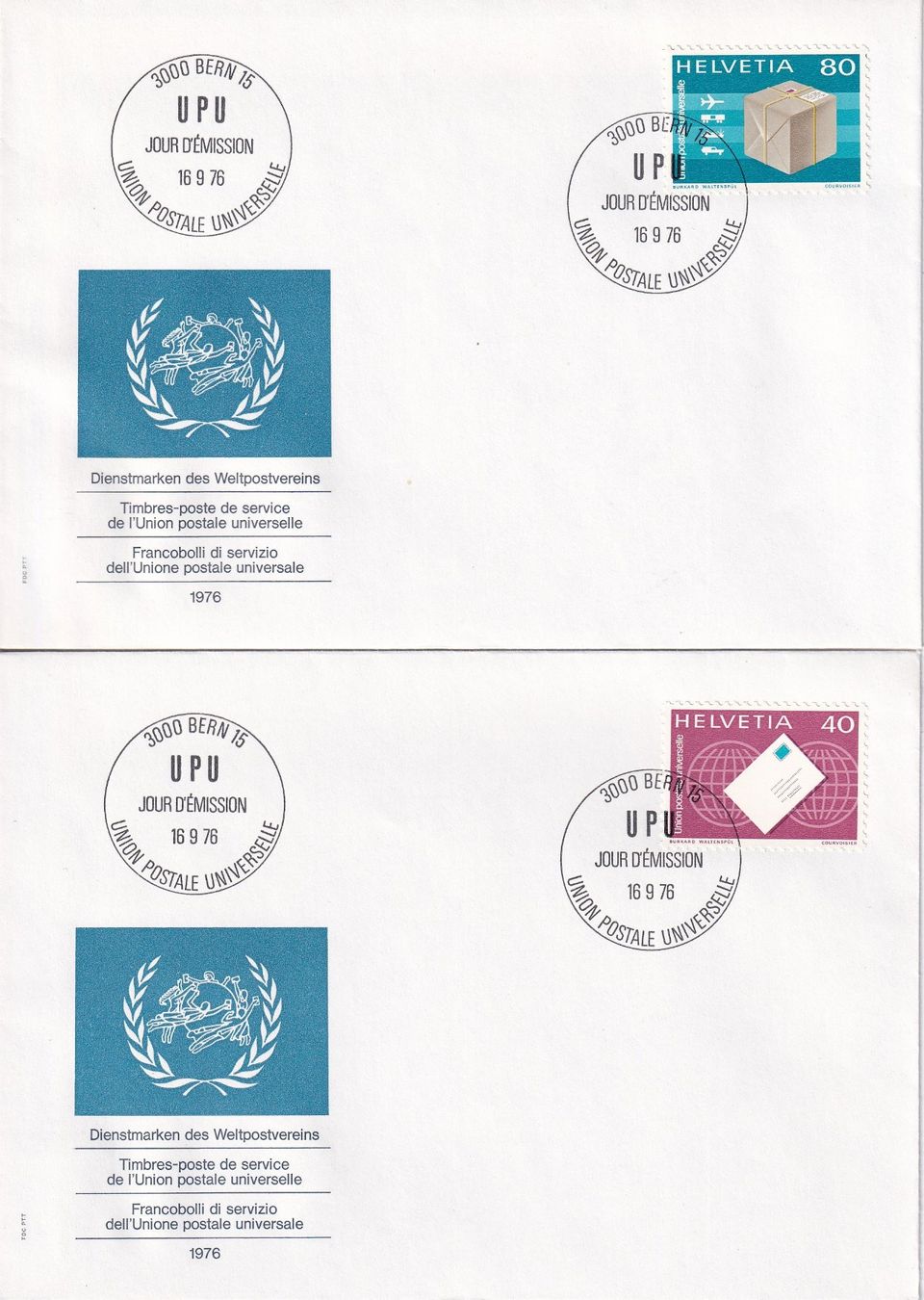 Tutti i francobolli: FDC 5x "Dienstmarken des Weltpostvereins" – Usato da Samnaun-Compatsch venduto da Muckimu 1