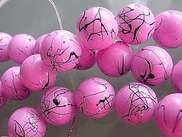 4 Glasperlen verziert  pink/rosa  12mm