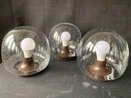 3 alte, schöne Lampen / Leuchten / Glasleuchten 70-er Jahre