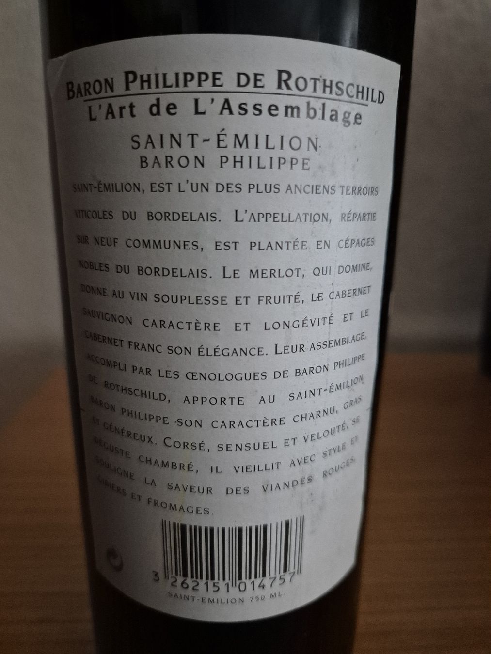 Vino: St. Emilion Baron Rothschild 1998 – Nuovo e nell'imballaggio originale da Niederwil SO venduto da Albatros59 2