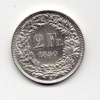 (2972) CH, 2 Franken 1850, Super, top stgl
