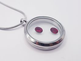 Medaillon befüllbar mit 2 Swarovski Kristallen siam