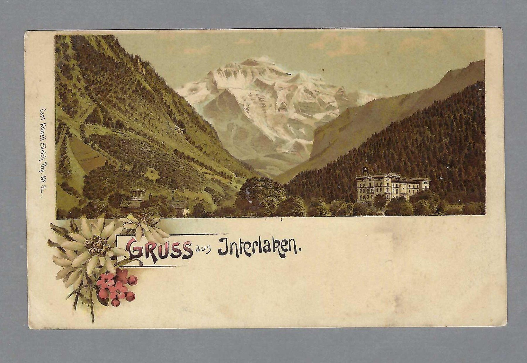 Cartoline postali: 1905, INTERLAKEN, LITO – Usato da Pura venduto da ulisse1957