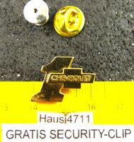 CHEVROLET No.1 SCXHMUCK-PIN GEPRÄGT GOLDIG MIT SECURITY-CLIP