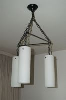 3-flammiger Vintage Kronleuchter Glas und Eisen