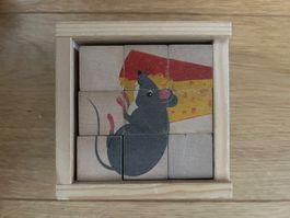 Holzwürfel Puzzle Motiv Tiere Swiss Made, gebraucht