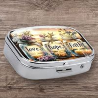 Pillendose mit Spiegel "Love Hope Faith" Neu