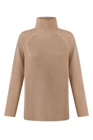 Damen Pullover beige Rollkragen mit Gürtel Grösse S