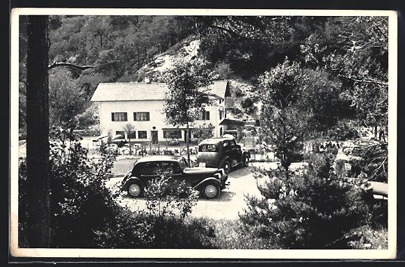 Cartoline postali: AK Sierre, Restaurant Ermitage mit Autos – Usato da Berlin venduto da bartko-reher