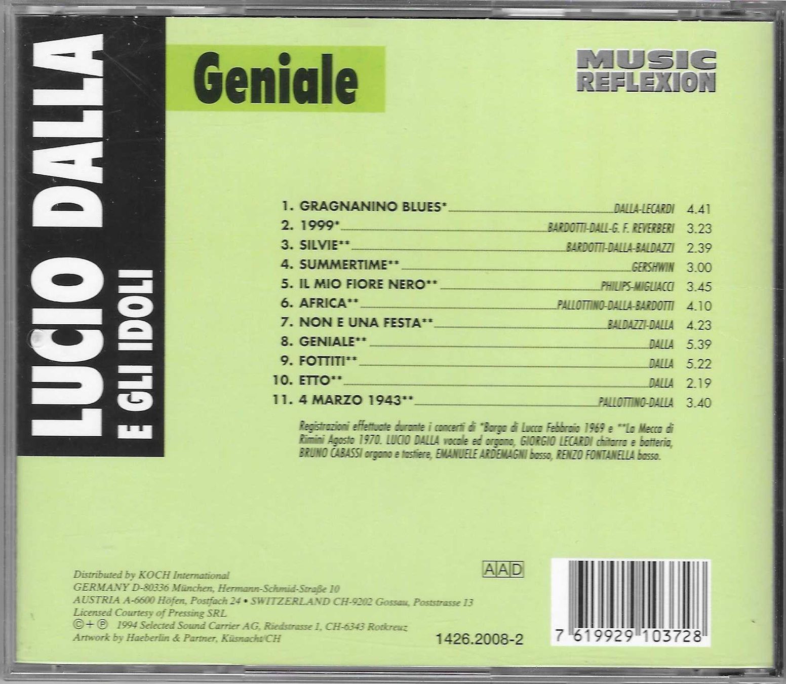 CD: LUCIO DALLA E GLI IDOLI  -  GENIALE – Usato da Bex venduto da Giorgiob 1