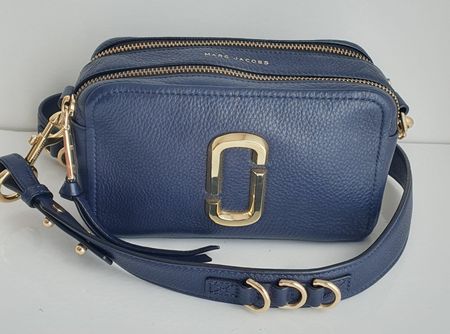 Marc Jacobs Snapshot Tasche aus Leder Navy Blau (Medium)