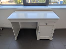Schreibtisch weiss mit Schublade und Tür