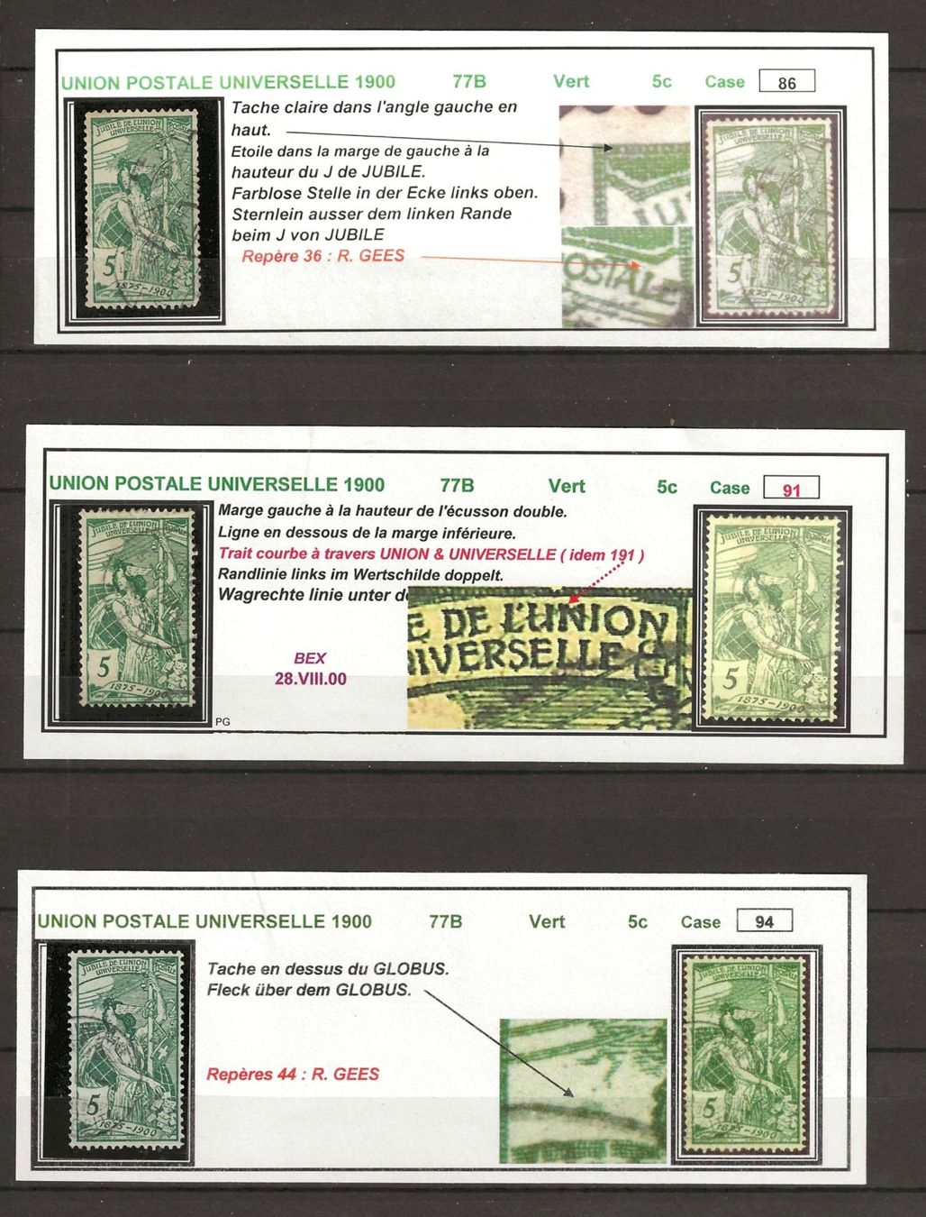 Alle Briefmarken: 18x Nr. 77B mit Abarten + Felder-Bestimmung – Gebraucht aus Gümligen von Geniusbuy 5