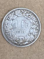 SVIZZERA 1 FR MONETA IN ARGENTO 1911 usata - circolata