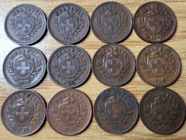 1 Rappen 1920/33 - Lot 12 Stück!