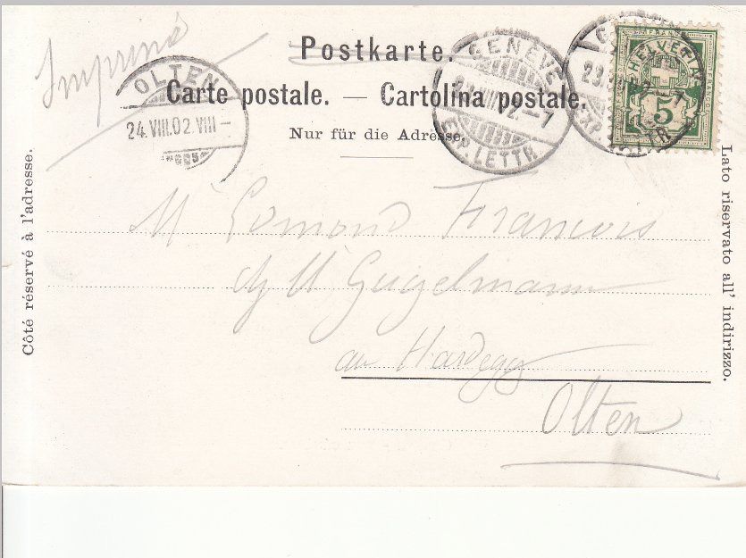 Cartoline postali: Genève 1902 – Usato da Bürglen TG venduto da StampGraf 1