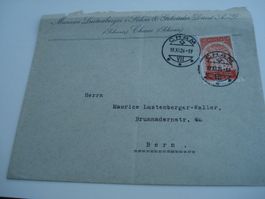 Brief 1924, UPU-Frankatur 20 Rp, o Cham