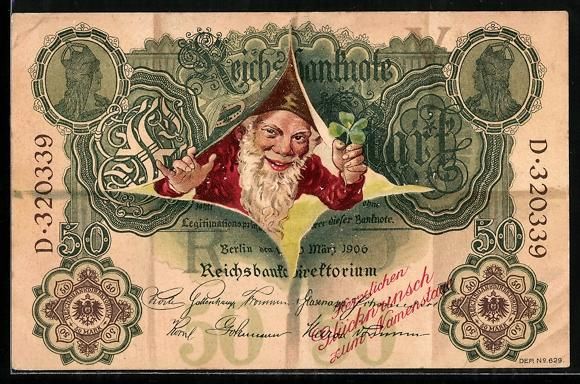 Cartoline postali: Zwerg mit Glückskleeblatt entspringt ei – Usato da Berlin venduto da bartko-reher