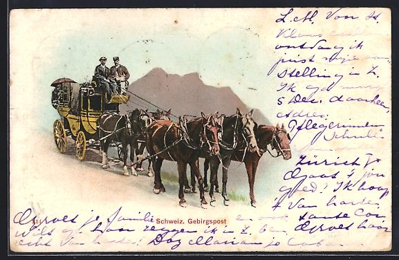 Cartoline postali: AK Schweizer Gebirgspost, Post-Kutsche – Usato da Berlin venduto da bartko-reher