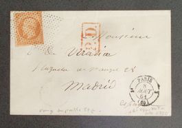 FRANCE 1861: Enveloppe Paris–Madrid, 40 c