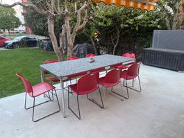 USM Garten Granit Tisch 200x100 mit 9 Stuhl Lief. Gratis