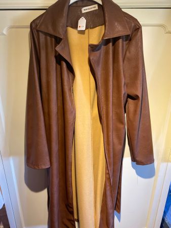 DAMEN MANTEL-LEDER -BRAUN