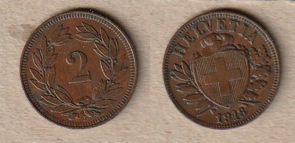 Tutti le monete: Schweiz, 2 Rappen 1918, ss – Usato da Allschwil venduto da Coinfreak