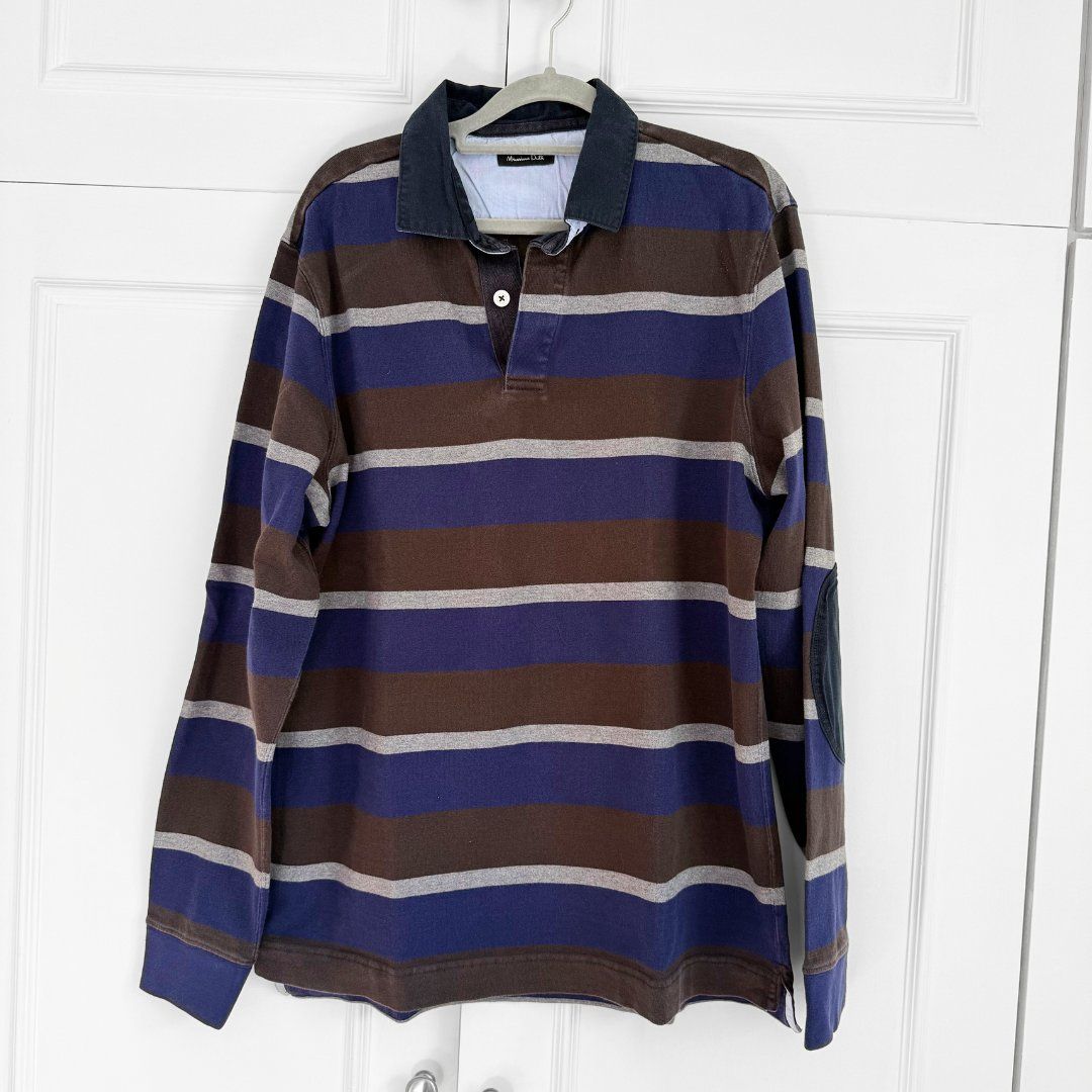 Massimo Dutti Polo-Shirts: MASSIMO DUTTI Polo Rayé Bleu & Brun - Taille XL – Gebraucht aus Vevey von secondlifevevey 1
