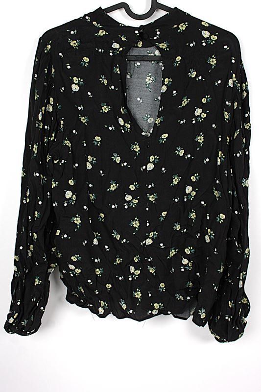H&M Blusen: H&M Bluse schwarz mit gelben Blumen – Gebraucht aus Zollikofen von Restwert_Zollikofen