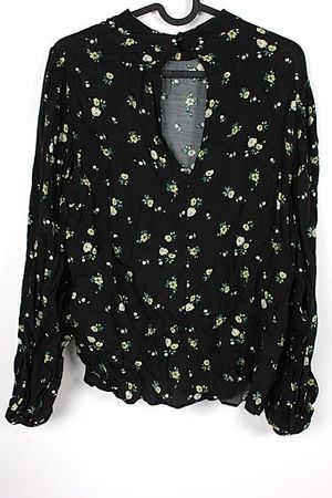 H&M Bluse schwarz mit gelben Blumen