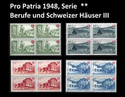 Pro Patria 1948 Serie, Viererblöcke postfrisch