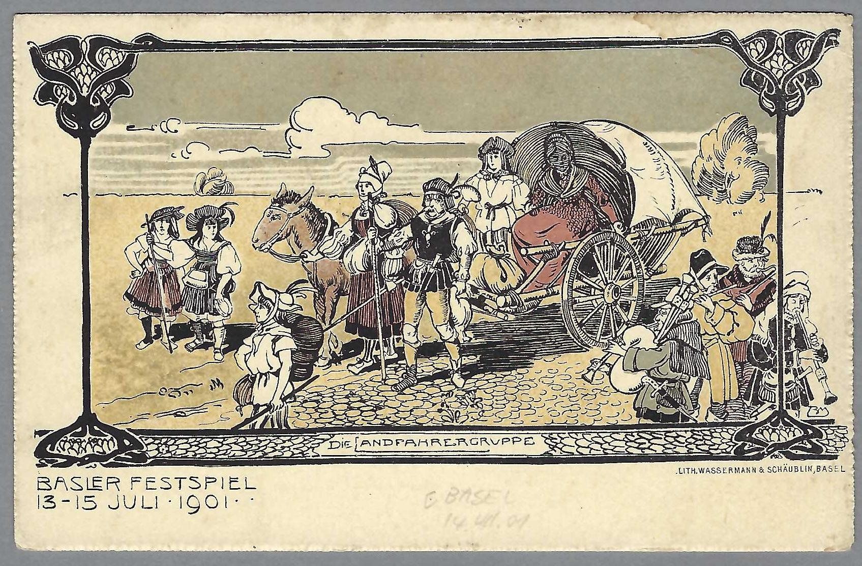 Cartoline postali: 1901, BASEL - BASLER BUNDESFEIER 1901, SCHÖNE LITO – Usato da Pura venduto da ulisse1957 1
