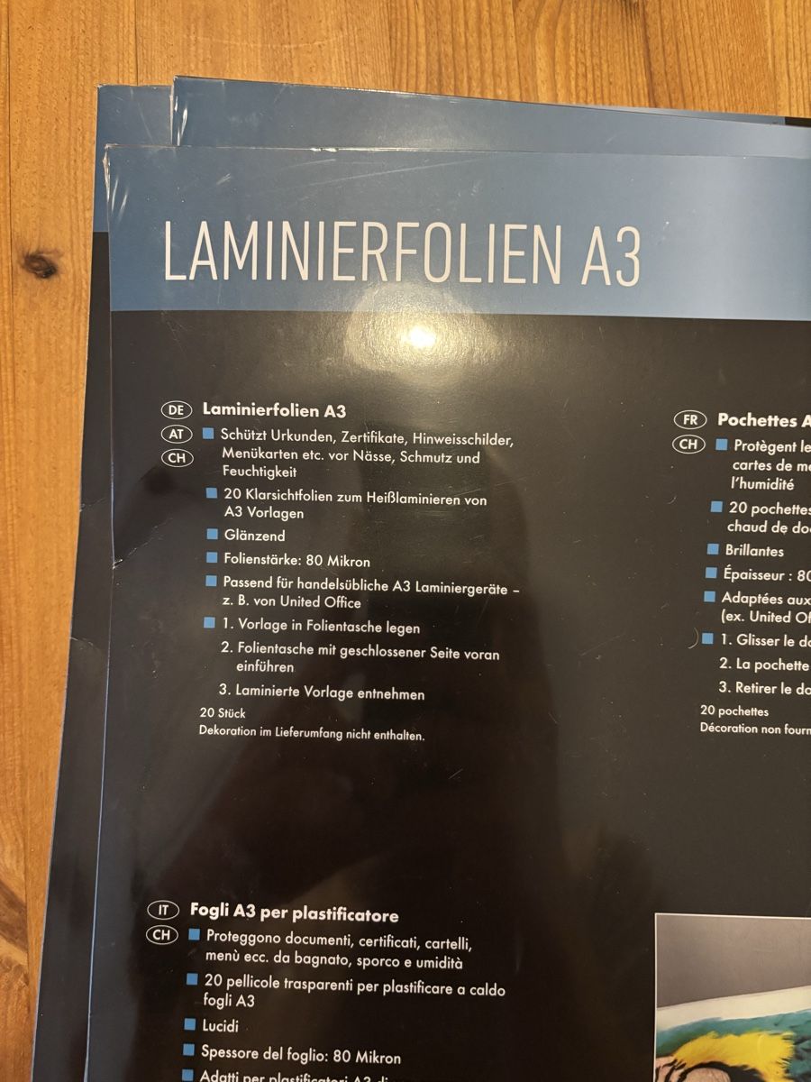 Fogli trasparenti: Laminierfolien A3 originalverpackt 100stk. – Nuovo (secondo la descrizione) da Männedorf venduto da Qurop 1