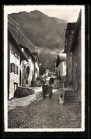 AK Pontresina, Dorfgasse mit Eselswagen