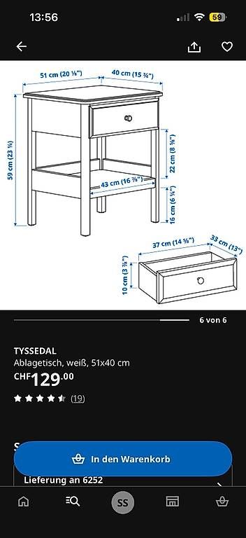 Nachttische: Nachttisch/ Ablagetisch weiss Tyssedal Ikea – Gebraucht aus Dagmersellen von sim_n826 3