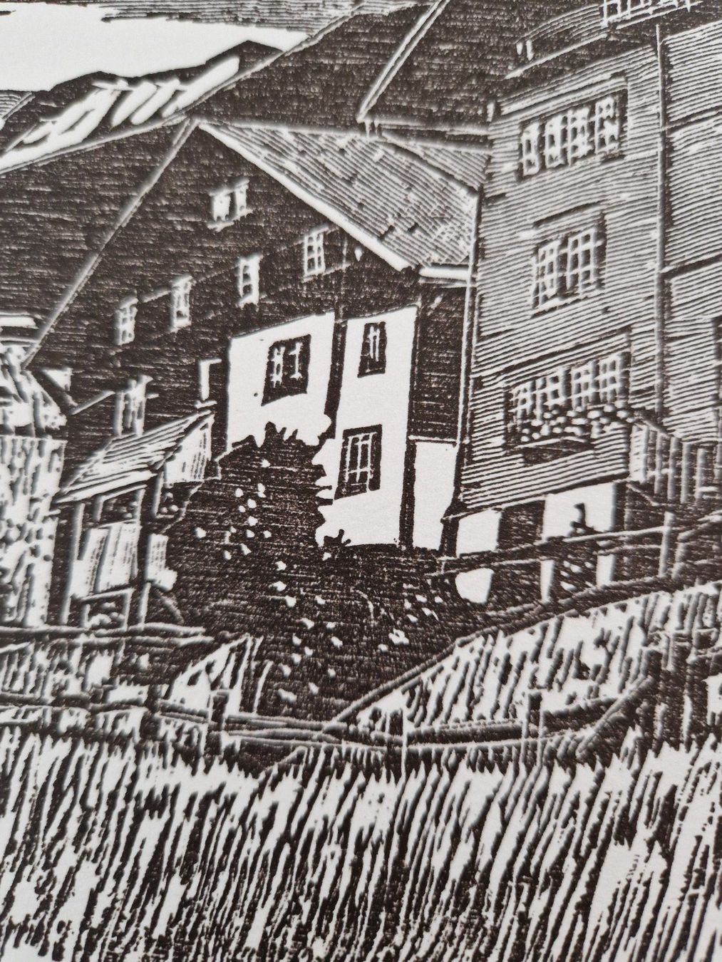 Xilografie: Original Holzschnitt - "Fritigenhäuser" im Glarnerland – Usato da Burgdorf venduto da gre_2ftz 4