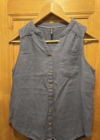 Sommerliche ärmellose Leinenbluse Chicorée 