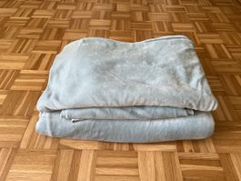 grosse Stoff-Reste - dicker hellblauer Samtstoff