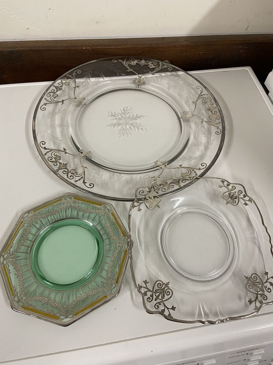 Piatti: Dessertteller, Glas mit Silberdekor, 4 Stk. – Usato da Dietikon venduto da brocki-eyra 8