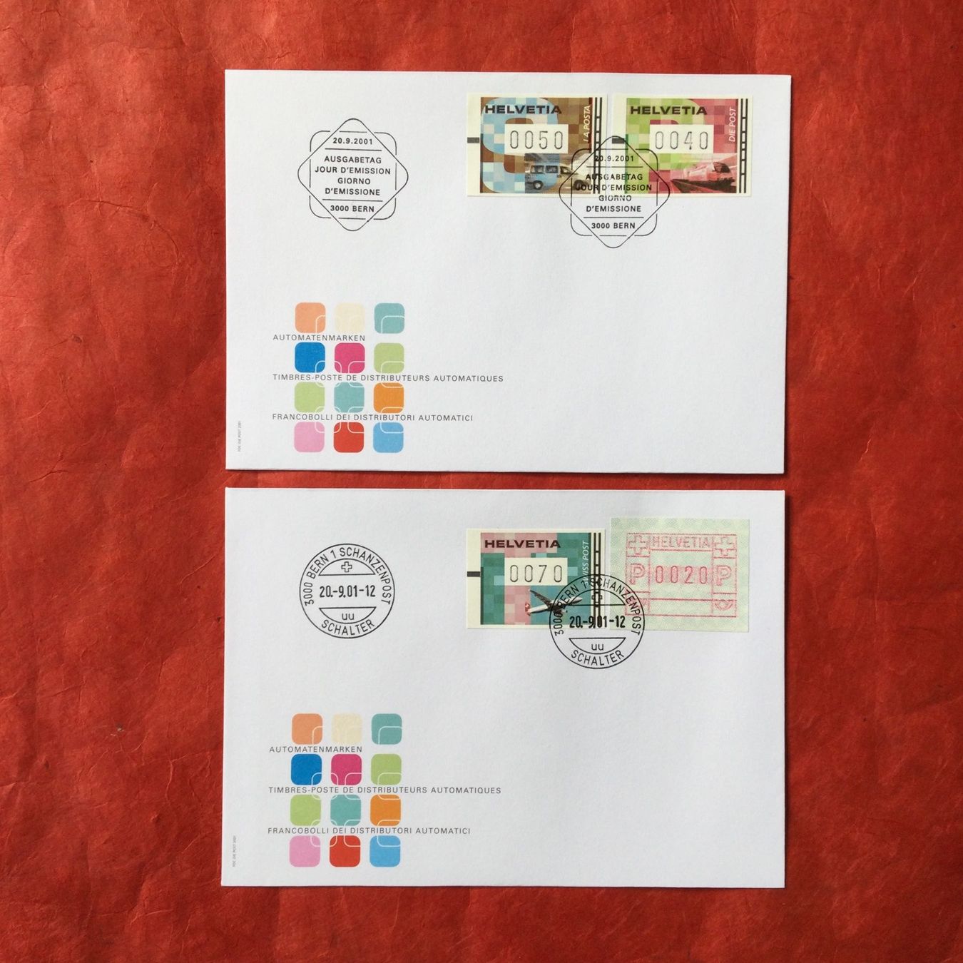 Alle Briefmarken: 2 FDC Automatenmarken 2001 Typ 15 17 18 – Gebraucht aus S. Pietro von bro_jjl9