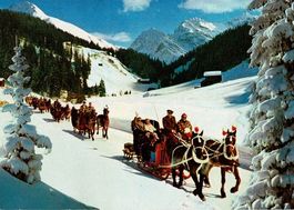 Ansichtskarte Davos Schlittenfahrt im Sertigtal, ungelaufen