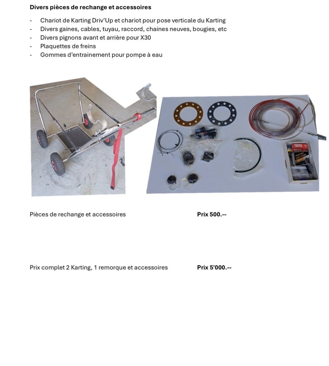 Go-Kart: Kart + remorque et accessoires – Usato da Pieterlen venduto da L.Huber 3