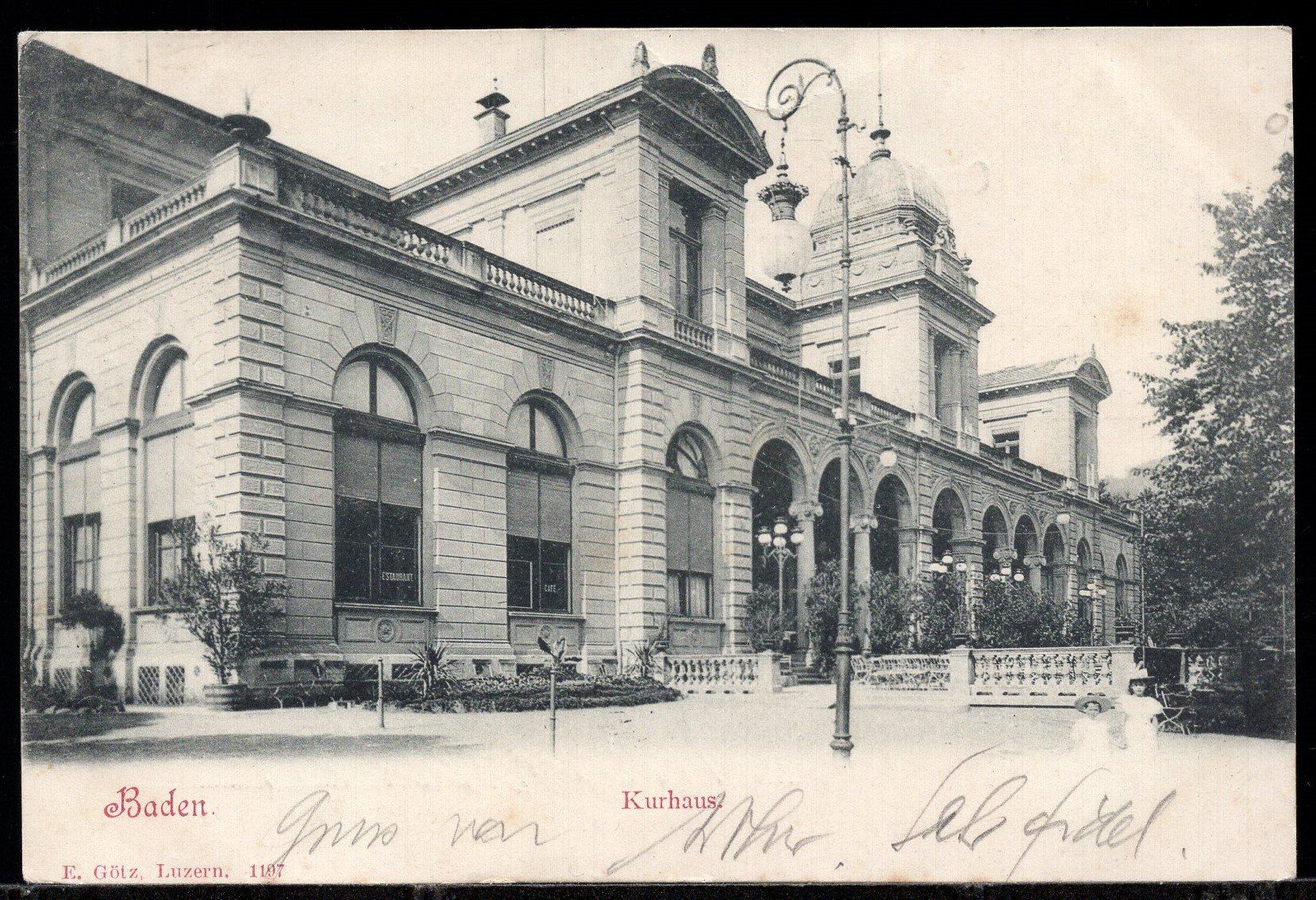 Cartes postales: Baden, Kurhaus   1902 – D'occasion à Aarau par kufi44