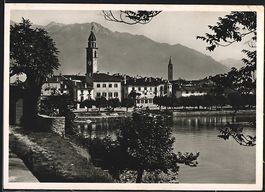AK Ascona, Blick auf die Ortschaft, 1947