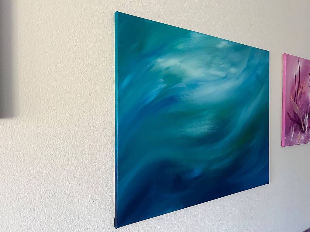 Dipinti: Acrylbild 80x100cm blau-grün "Ruhepol" – Nuovo e nell'imballaggio originale da Urdorf venduto da manuela4 3