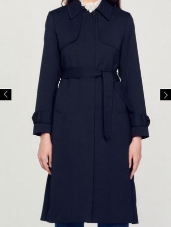 Sandro trench coat plisse pleated blau regenmantel