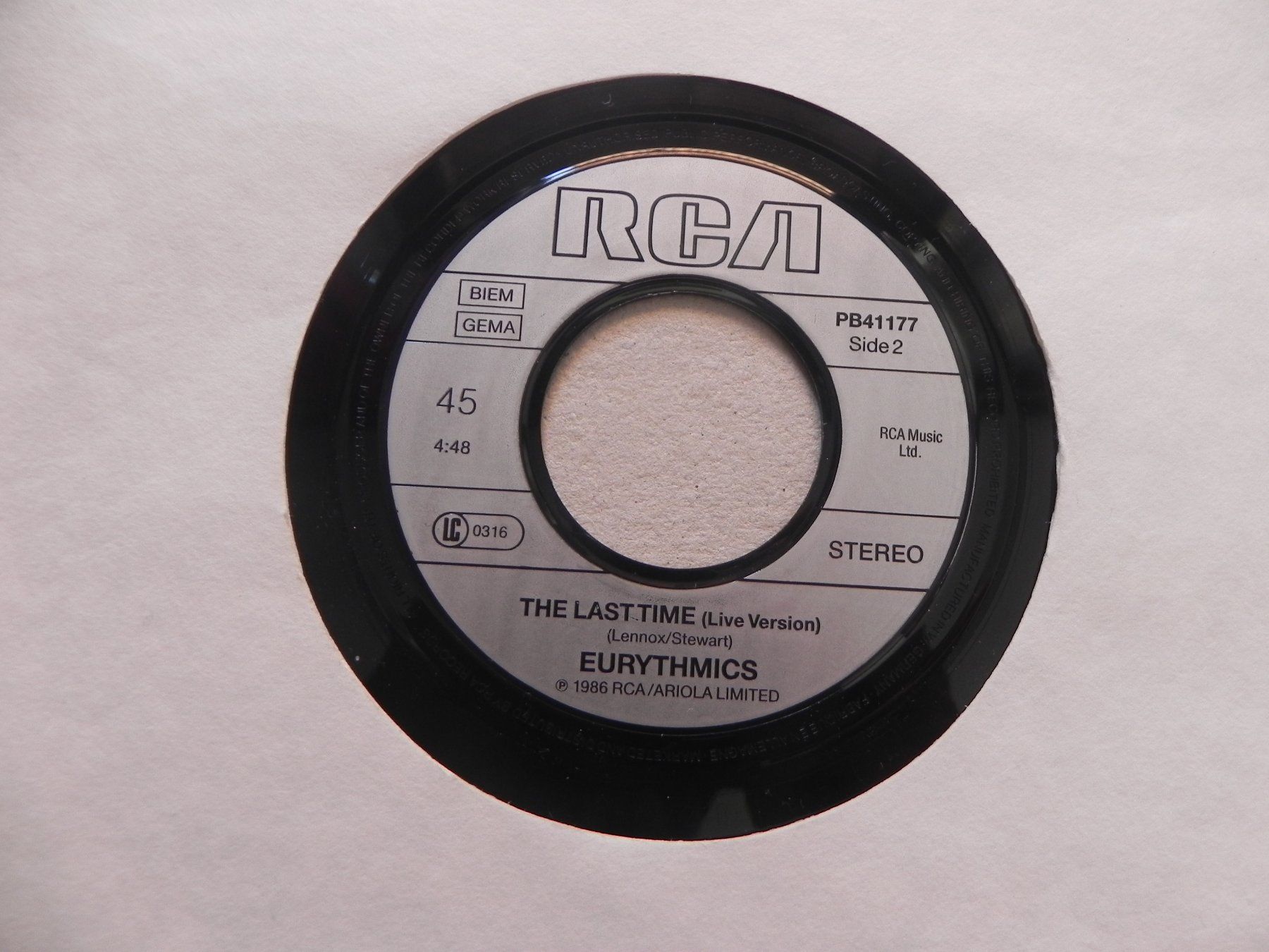 Schallplatten: Single 7" RPM 45 brit. Rock Pop Duo Eurythmics 1987 – Gebraucht aus Siebnen von krimsie 3