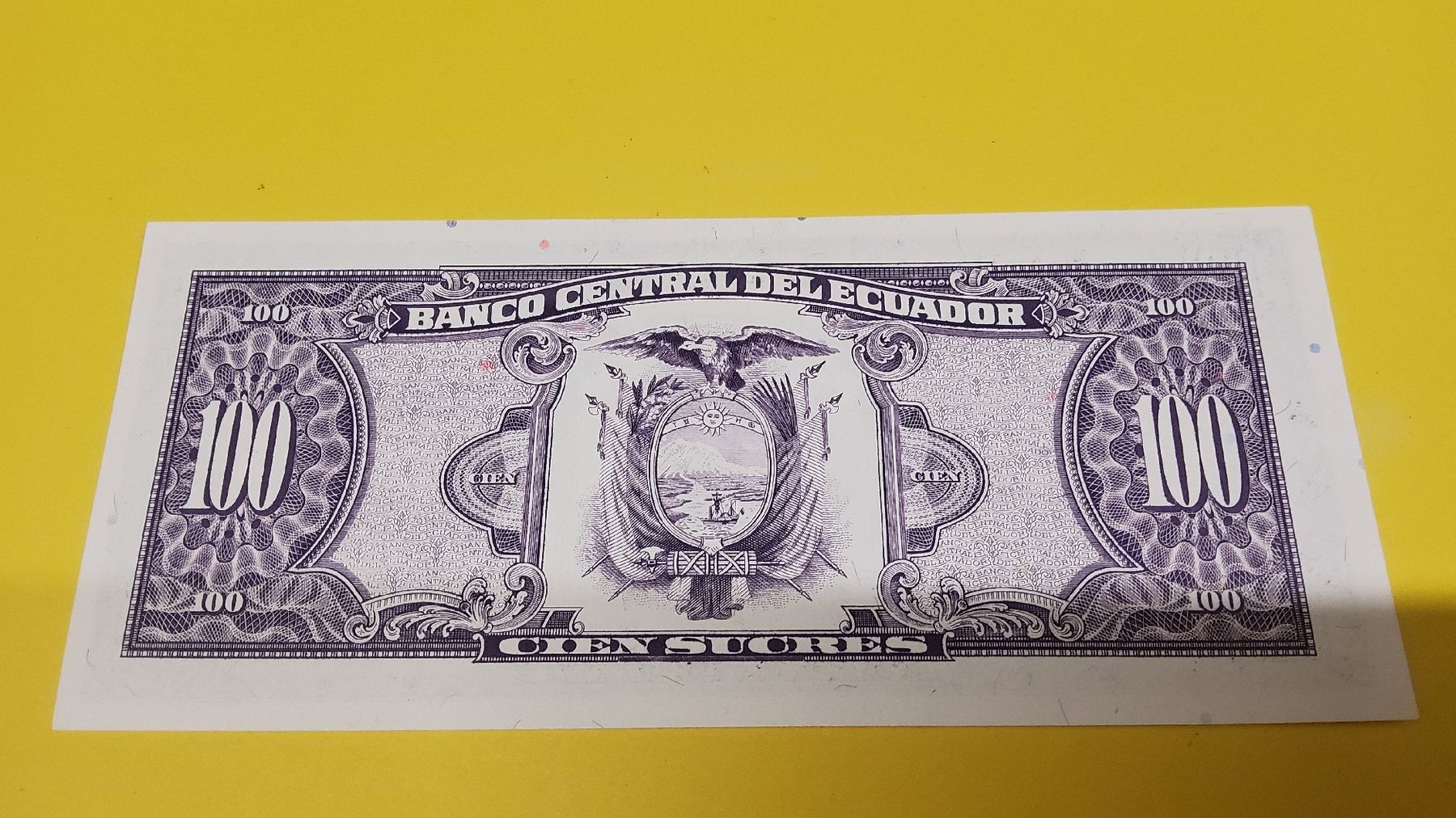 Banconote: Banknote Ecuador 100 Sucres 1997  – Nuovo e nell'imballaggio originale da Herisau venduto da Nluanalucas 1