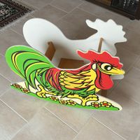 Retro Schaukel-Hahn aus Holz, Kinderspielzeug