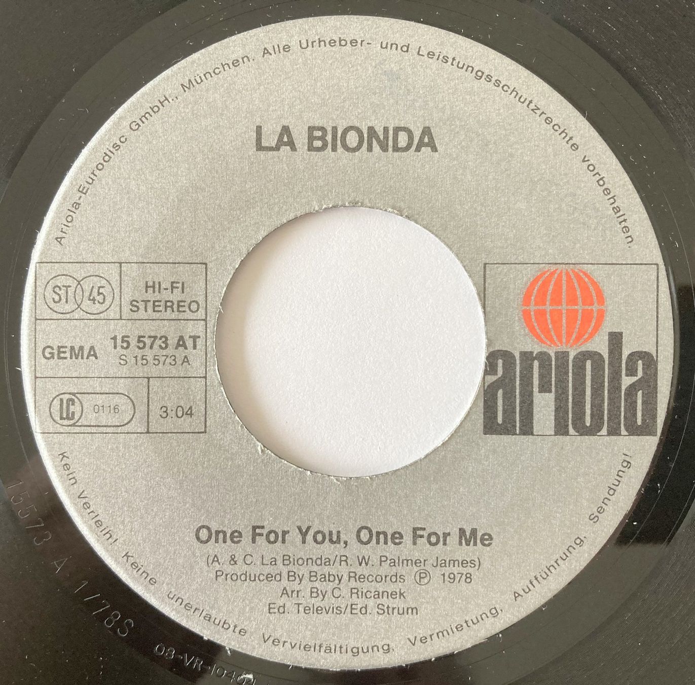 Dischi in vinile: LA BIONDA - ONE FOR YOU, ONE FOR ME – Usato da Bottens venduto da hotter-than-hell 2